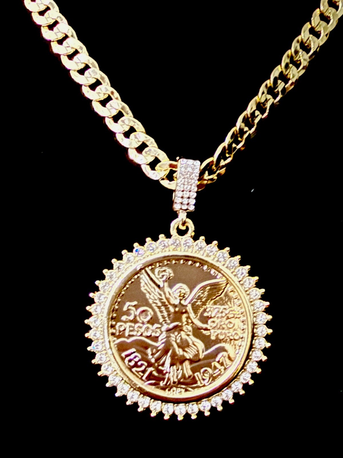 50 Centenario Peso 14k Gold Plated Bezel And Necklace