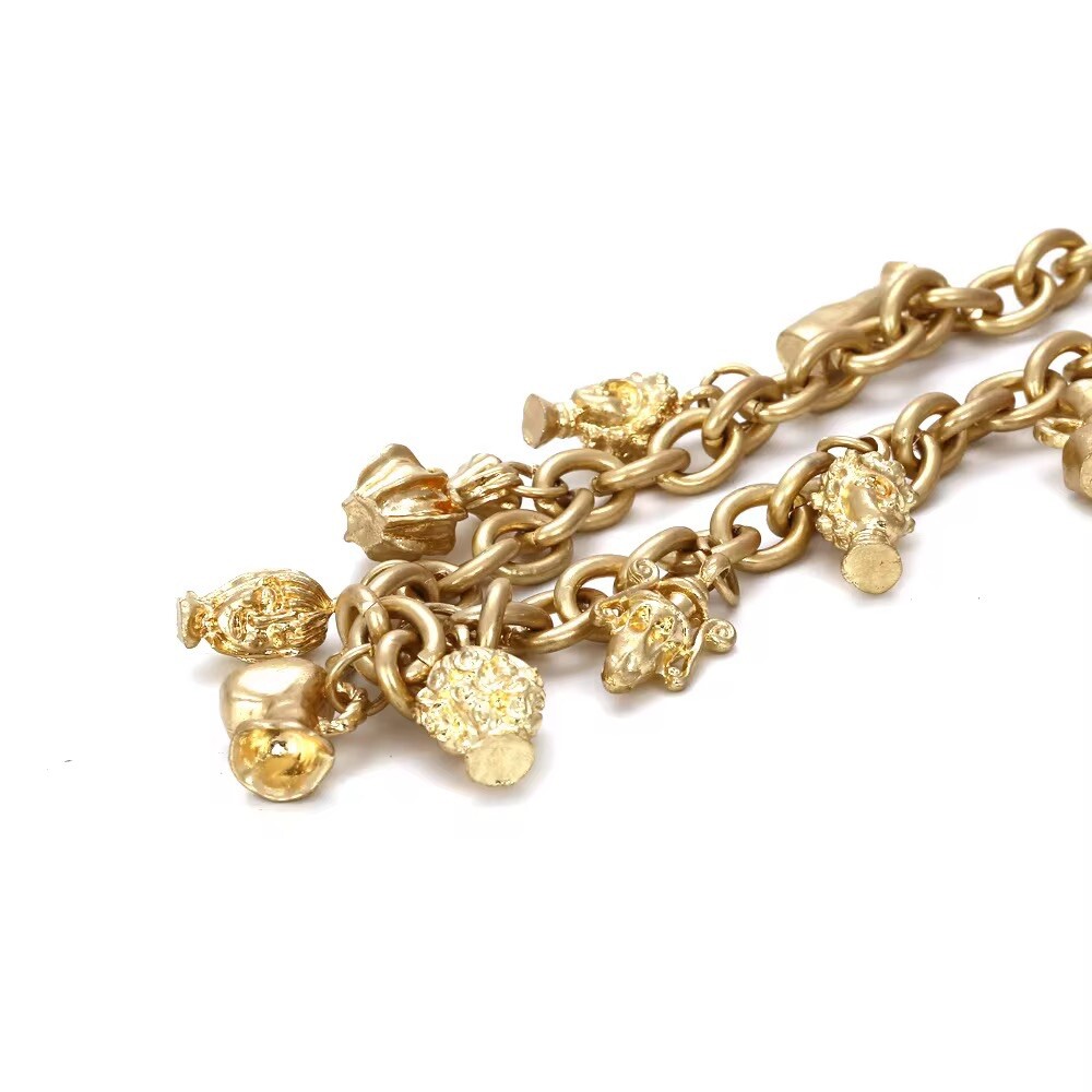 Zara Heavy Antique Style Face And Vase Charm Necklace New