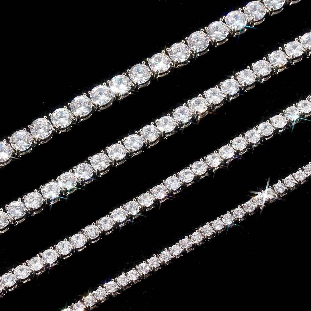 Women Men Iced Out Bling Tennis Necklaces Pendant Hip Hop CZ Zircons 3/4/5/6MM