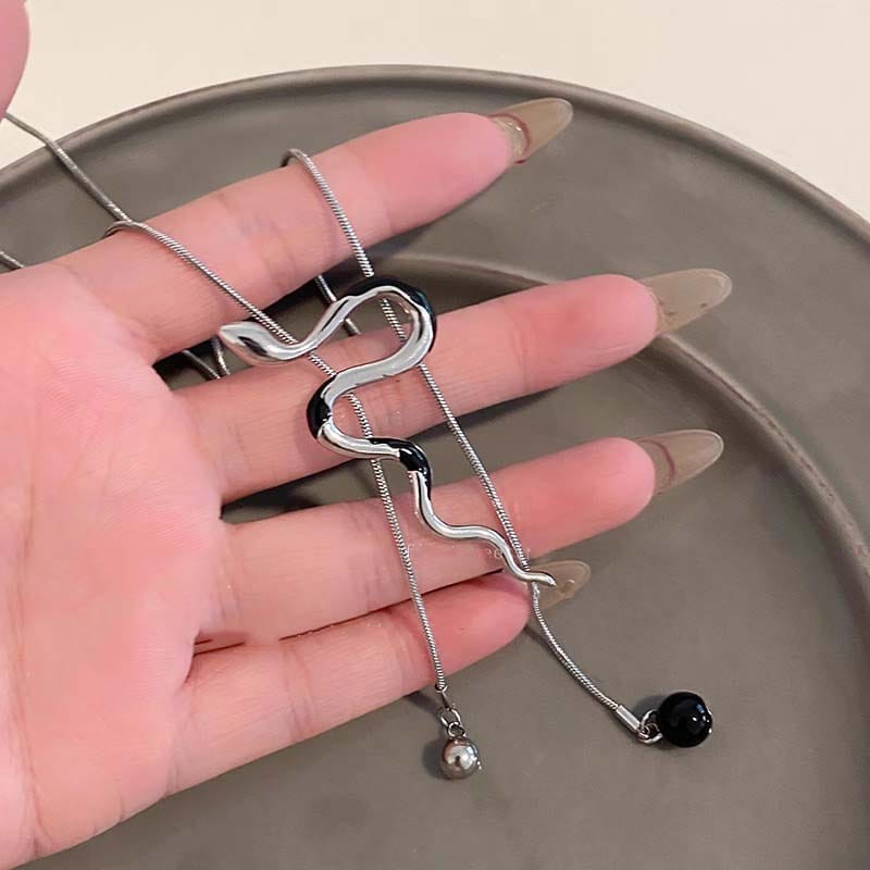 Silver Snake Pendant Necklace for Women Adjustable Long Tassel Punk Jewelry Gift