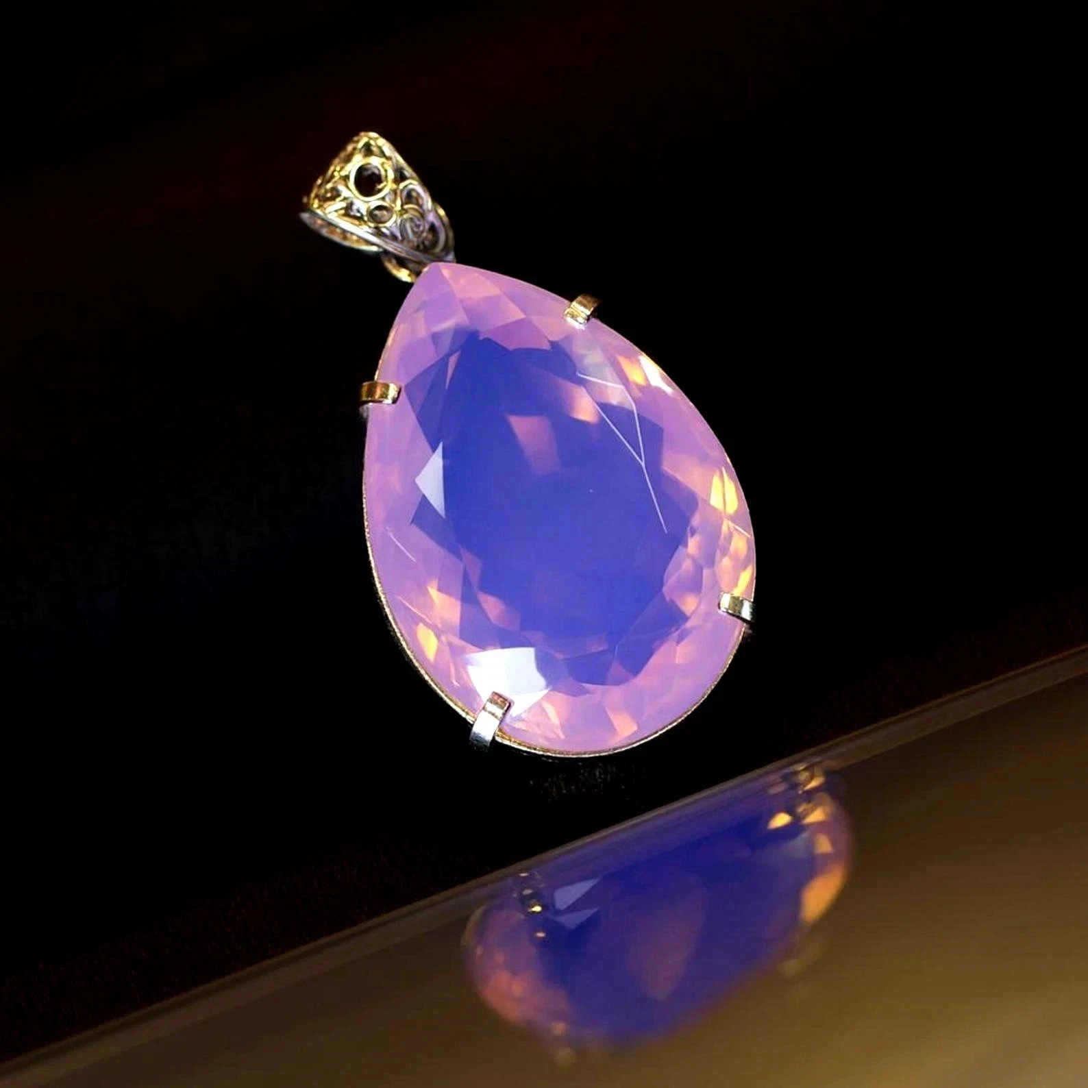 60 CT+ Flawless Pink Opal Pendant 925 Sterling Silver Plated Jewelry Best Gift