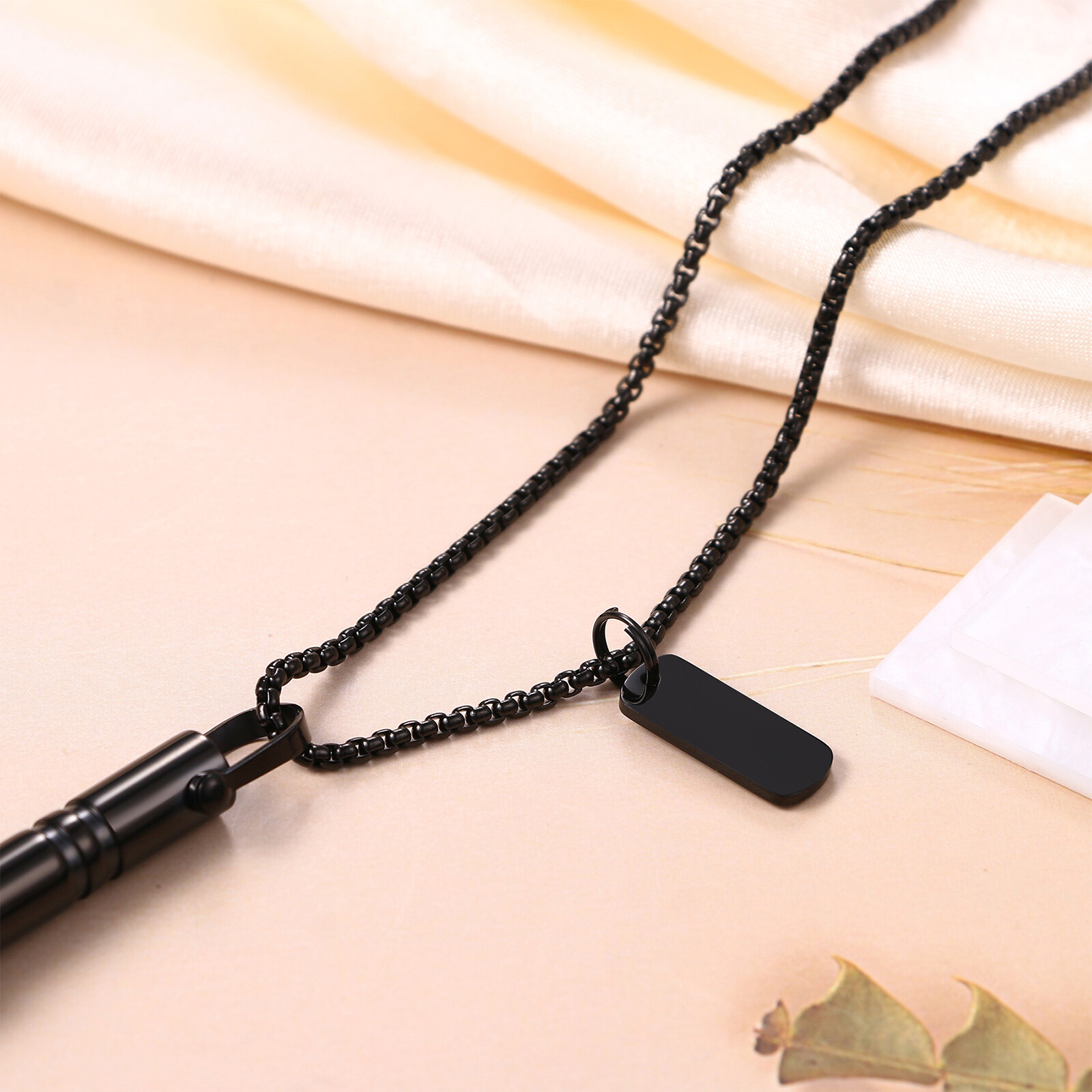Men Women Anxiety Relief Mindful Breathing Stainless Steel Meditation Necklace