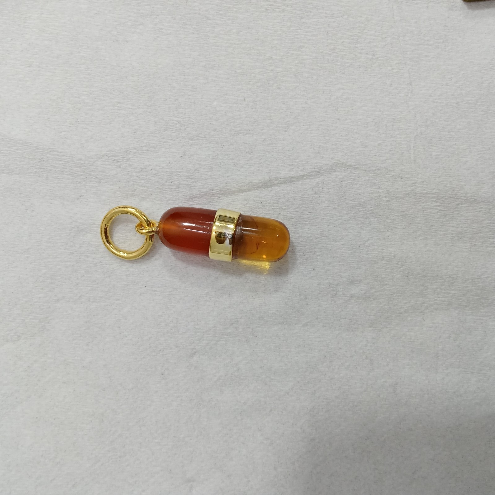 Vermeil Pill Capsule, 18k Gold Pill Charm, Carabiner, Pill Pendant, Tases Stones