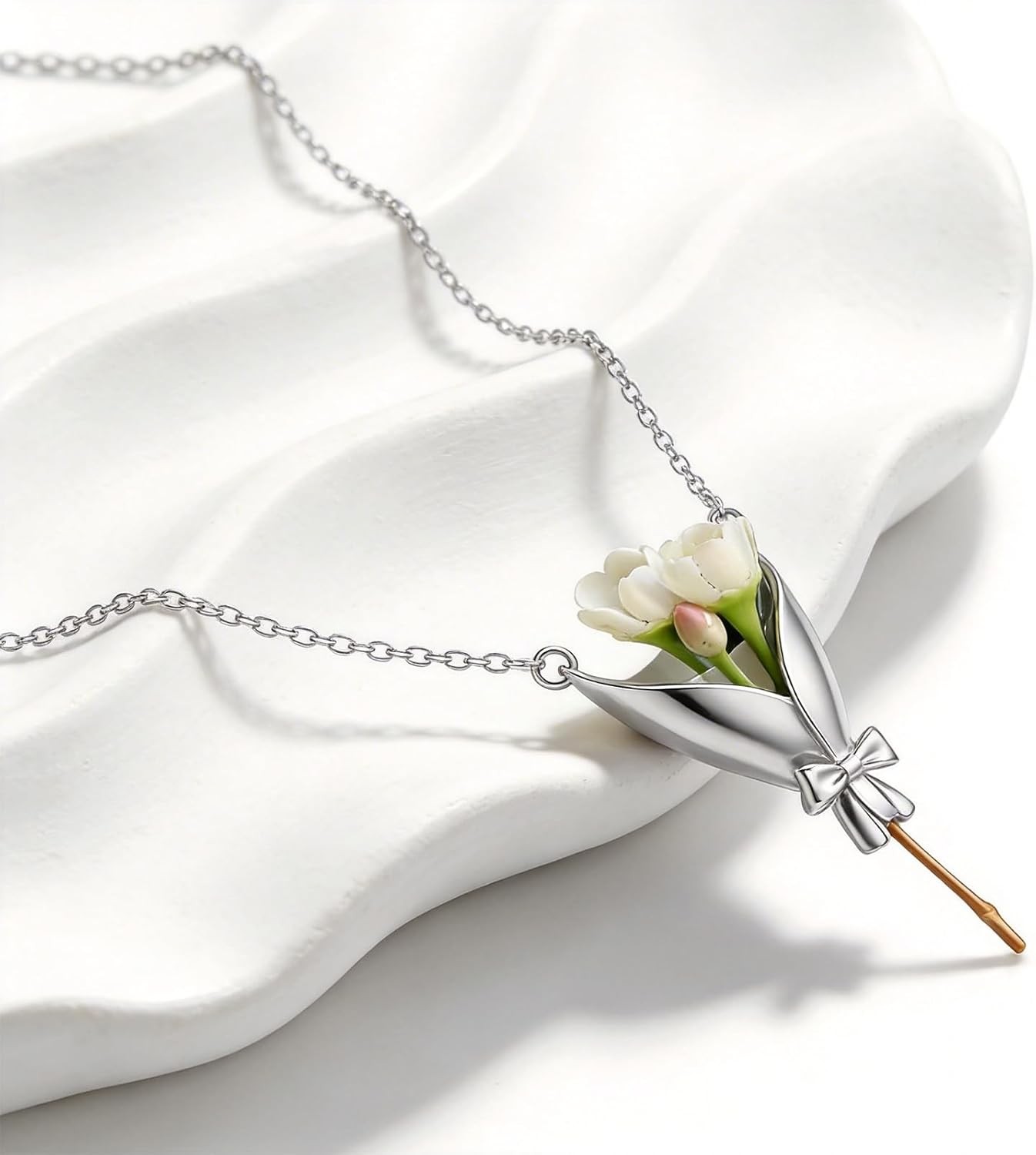 Bouquet Necklace Flower Holder Necklace Pendant Floral Vase DIY Necklace Gift
