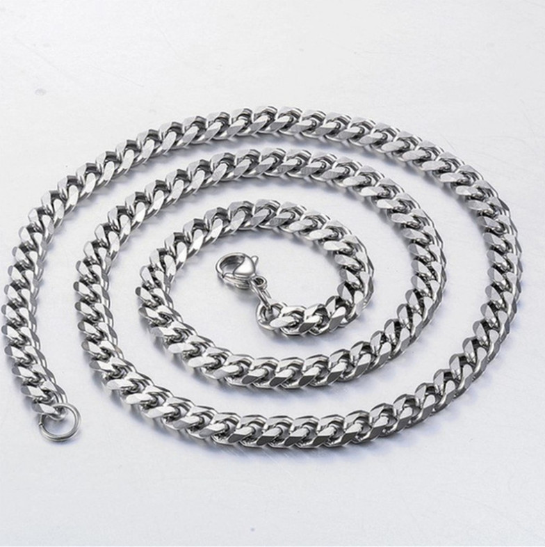 7-30″ Stainless Steel Silver Cuban Curb Chain Necklace Mens Womens 3/5/7/9/11mm