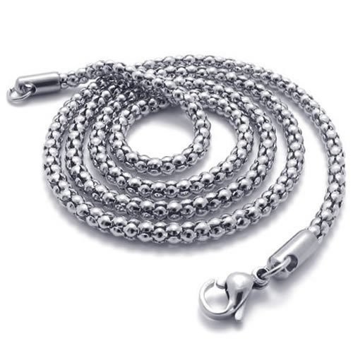 2.4mm 16″-40″ Silver Stainless Steel Corn Necklace Chain Sb30 USA Seller