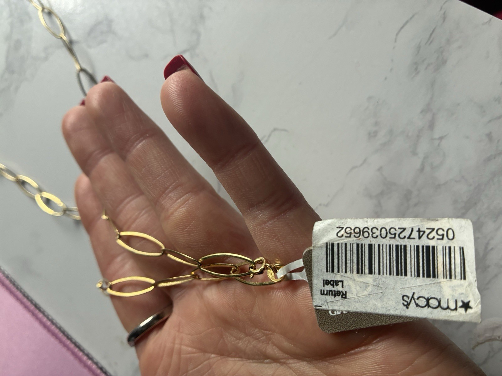 Macy’s Gold-Tone Yellow Gold 24k Oval Link Chain Necklace 24 in Italy