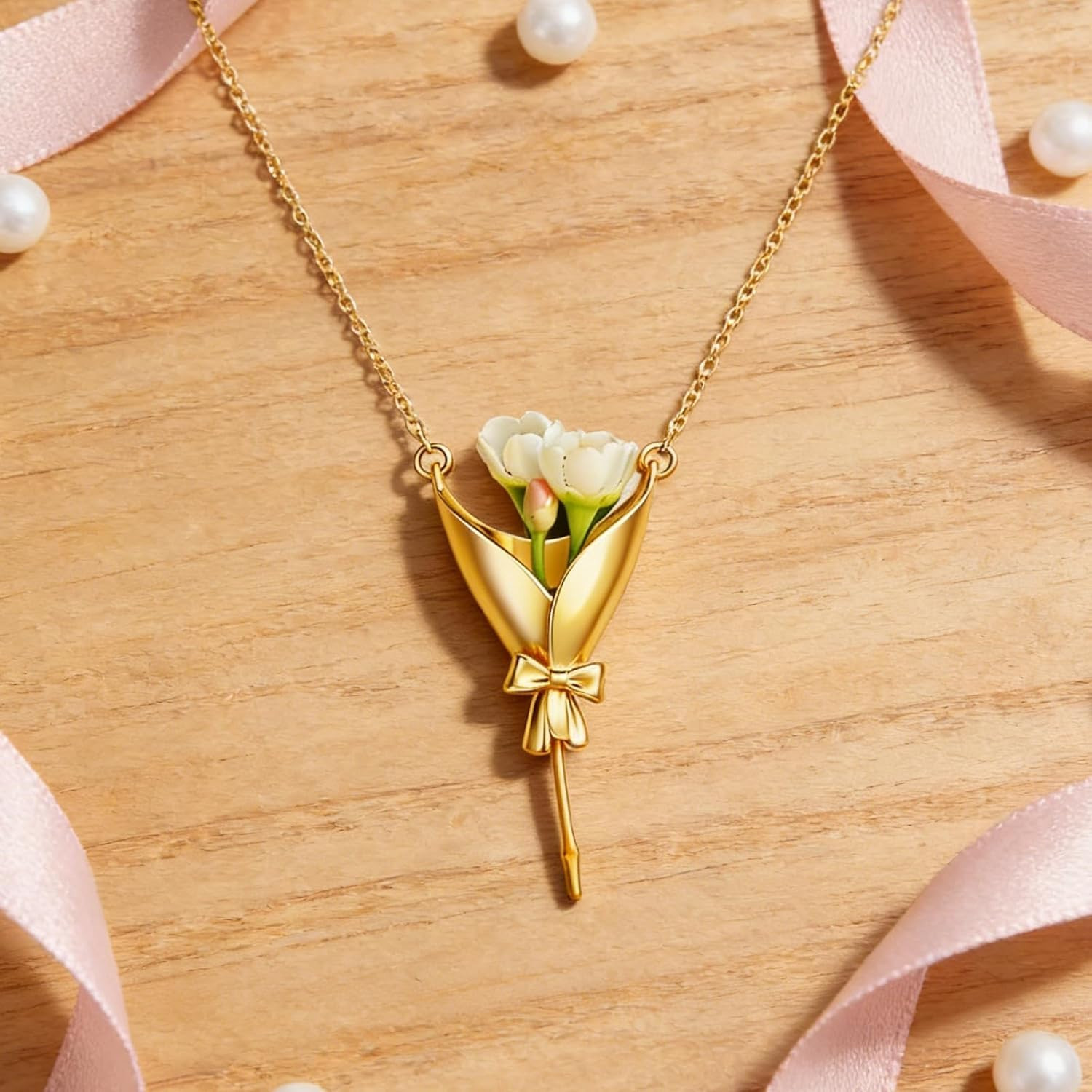 DIY Flower Holder Necklace Mini Vase Jewelry Bouquet Wearable Gift for Women
