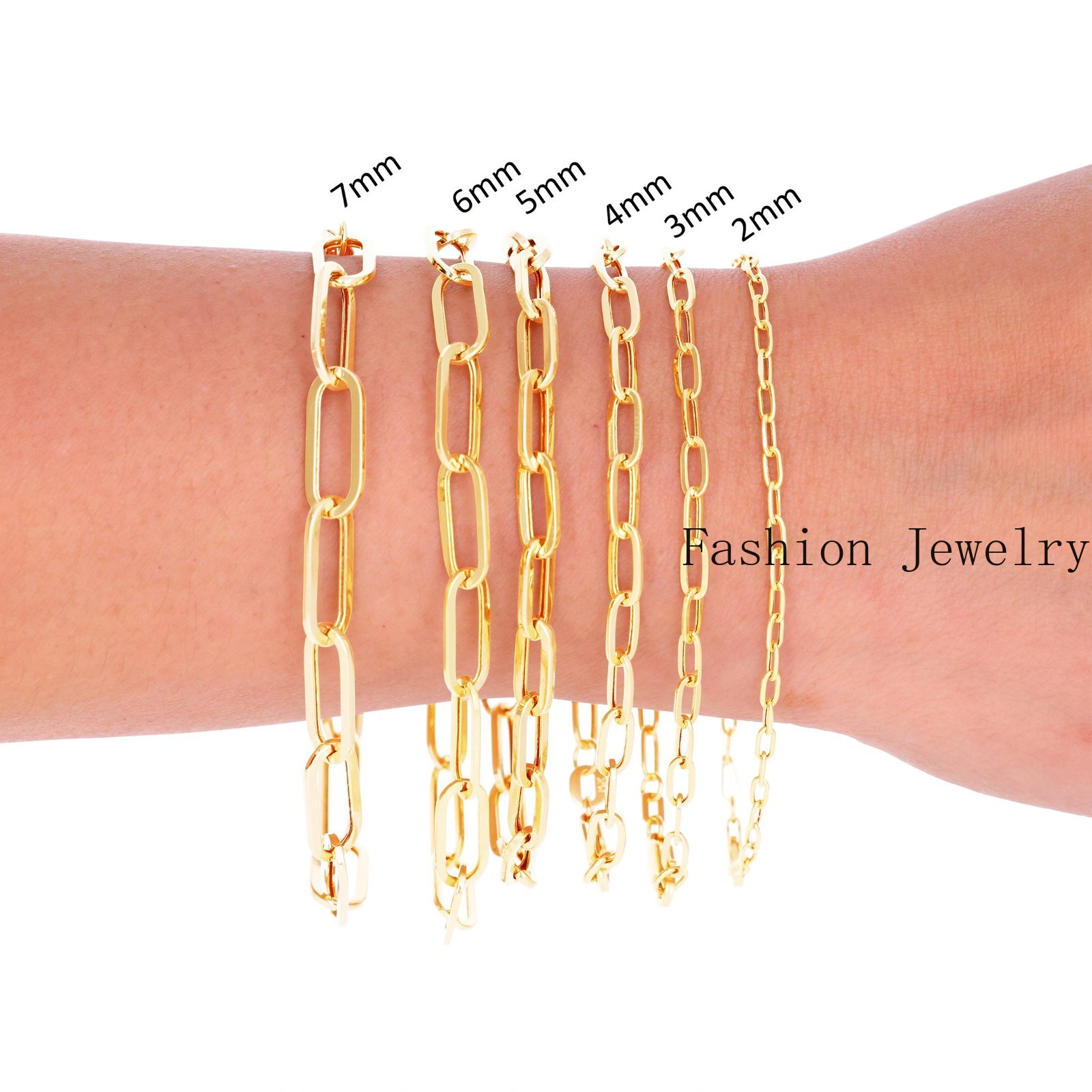 14k Yellow Gold Paperclip 2mm-7mm Chain Cable Rolo Bracelet Mens Womens 7″ – 8″