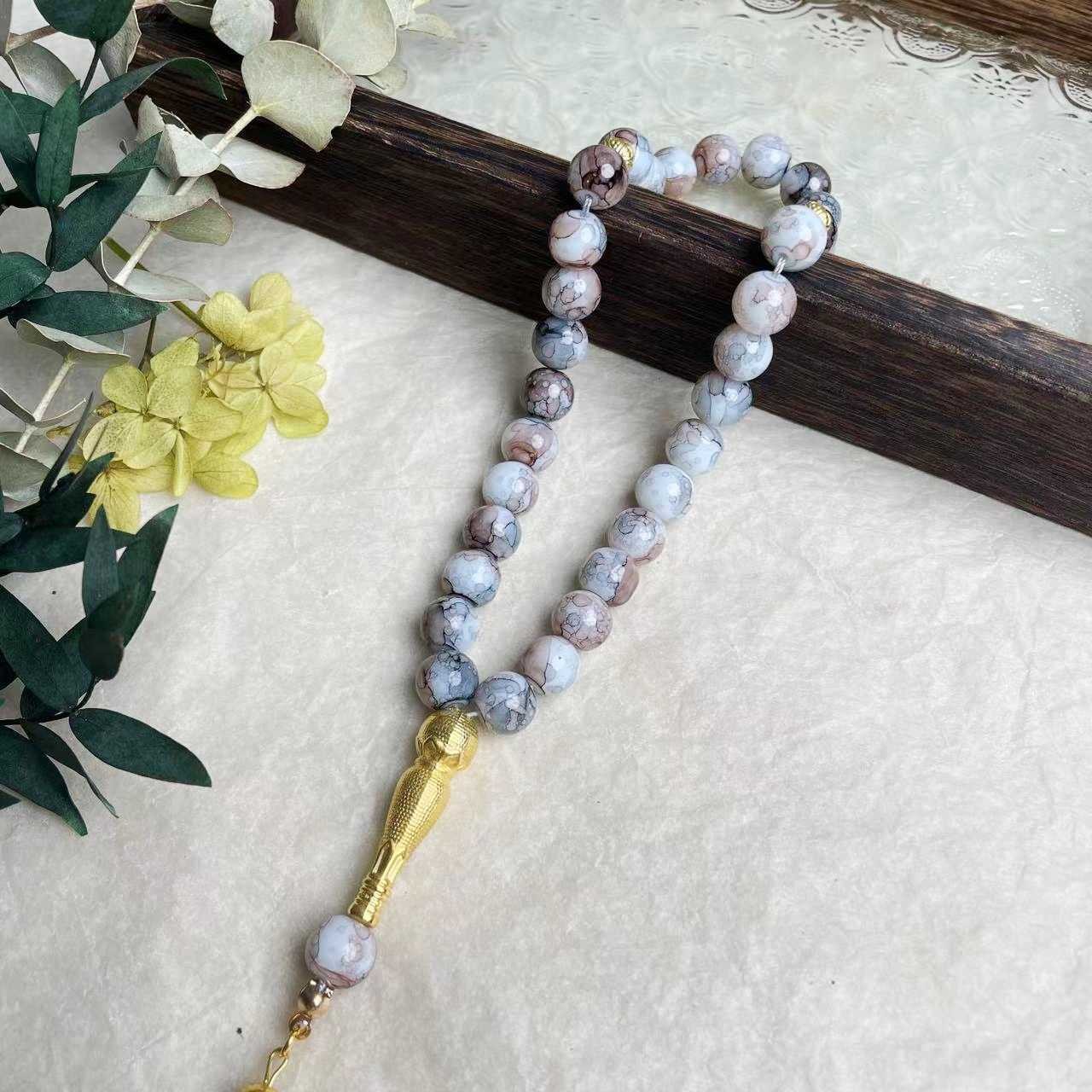 1Pc 10Mm Muslim Rosary Prayer Beads Turkish Glass Rosary Prayer Bracelet Jewelry
