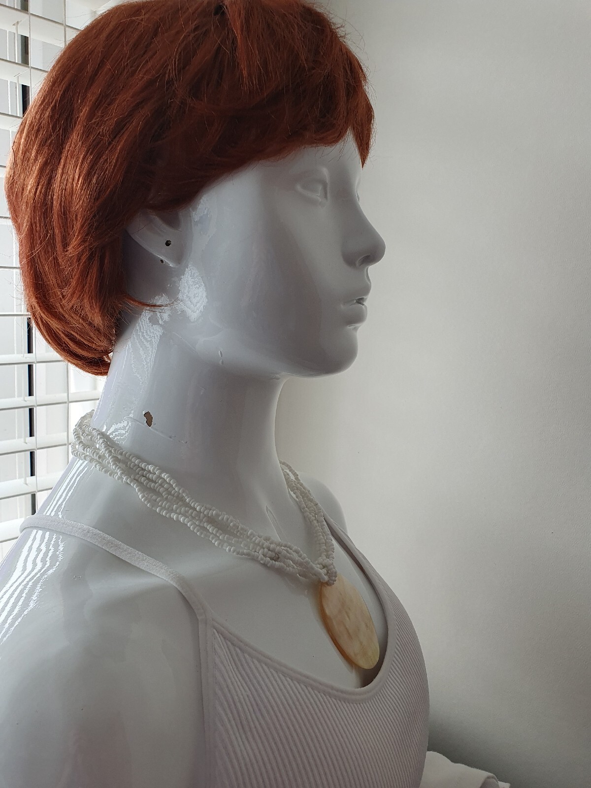 Artisan Mother of Pearl MOP Shell Seed Bead None Metal necklace