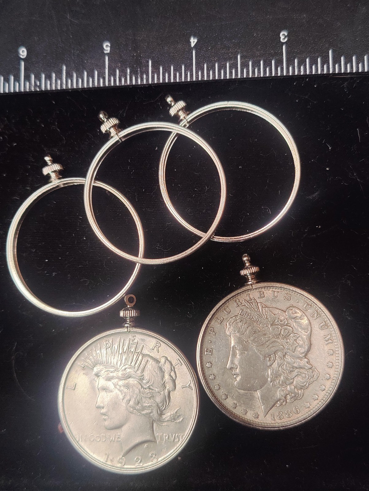 5pcs NicklePlated Morgan Dollar Coin Holder Pendant Style Necklace