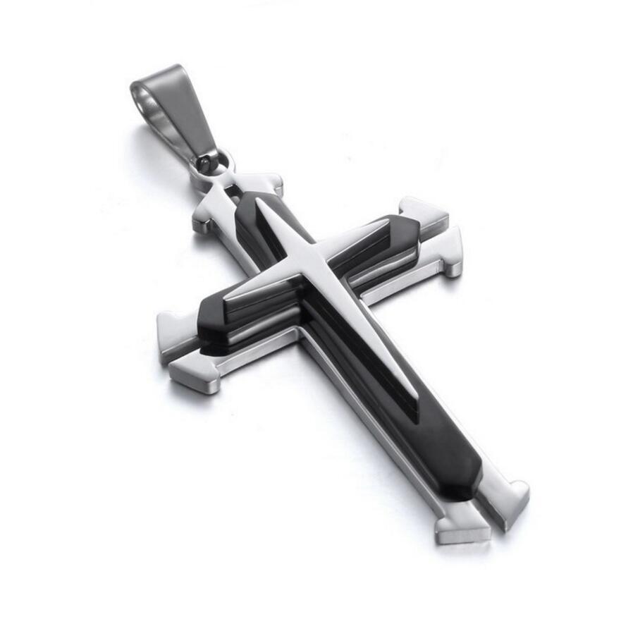Boys Mens Stainless Steel Vintage Cross Necklace Men Women Pendant Best Gift