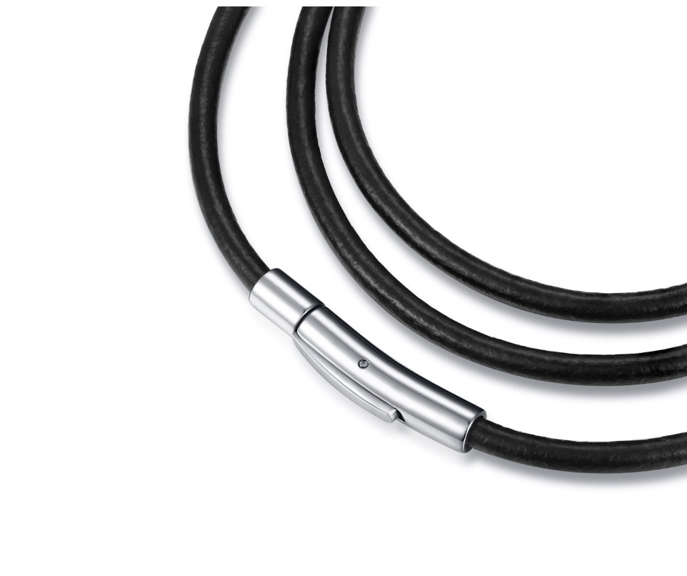 Unisex 3mm Black Rope Leather Cord Chain Necklace Stainless Steel Clasp 16-28″