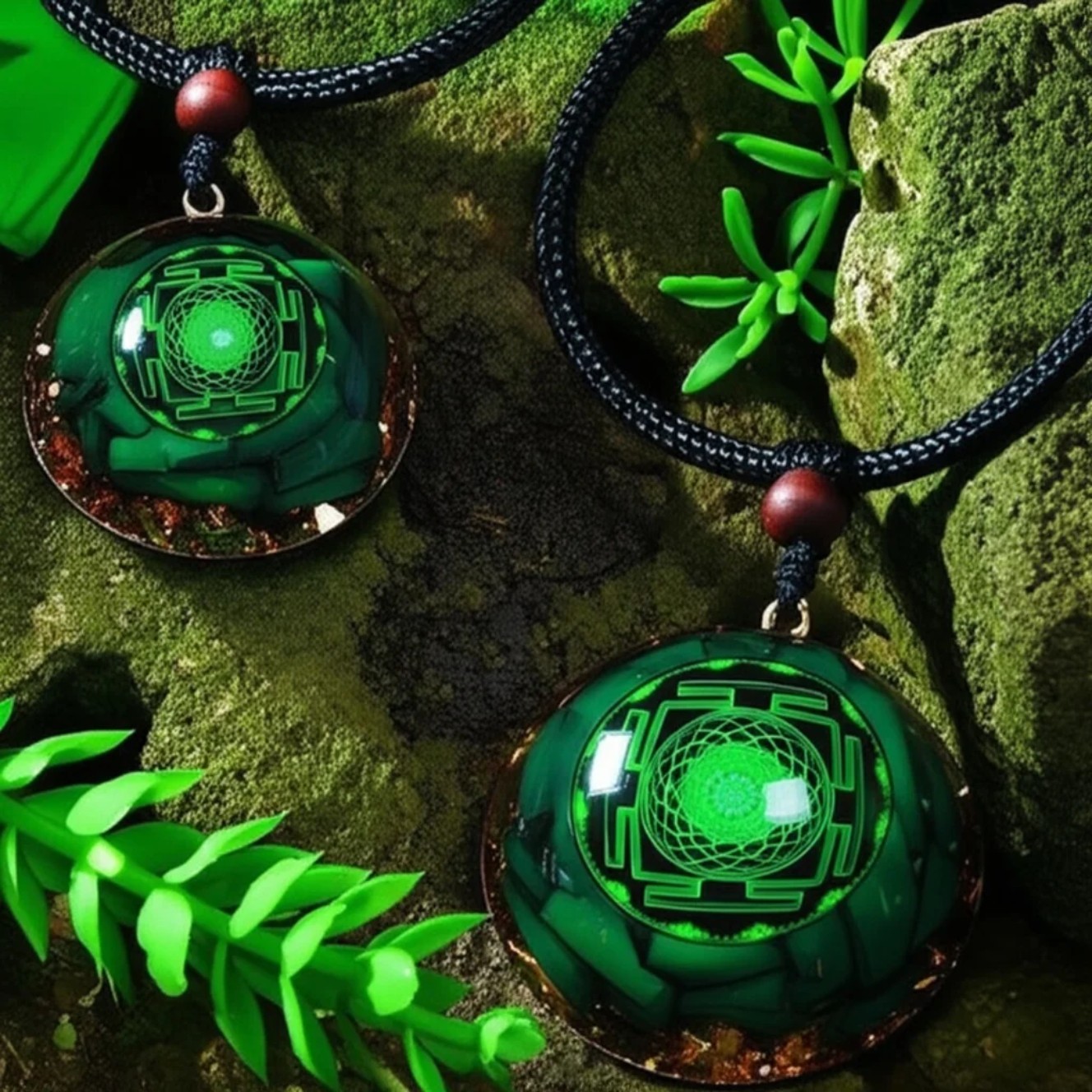 Malachite Orgonite Pendant Healing Protection Talisman Women Men Necklace Gift