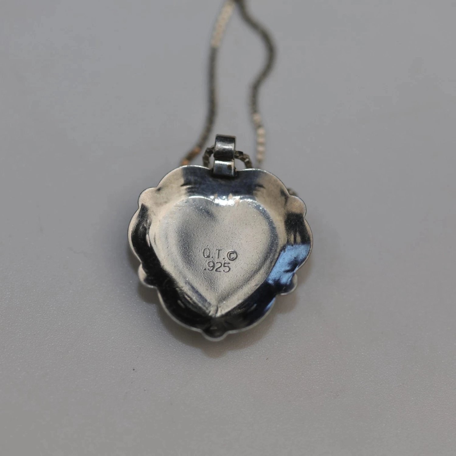 Q.T. Sterling Silver Lapis Lazuli Heart Pendant Necklace 925 Italy 18″ Box Chain