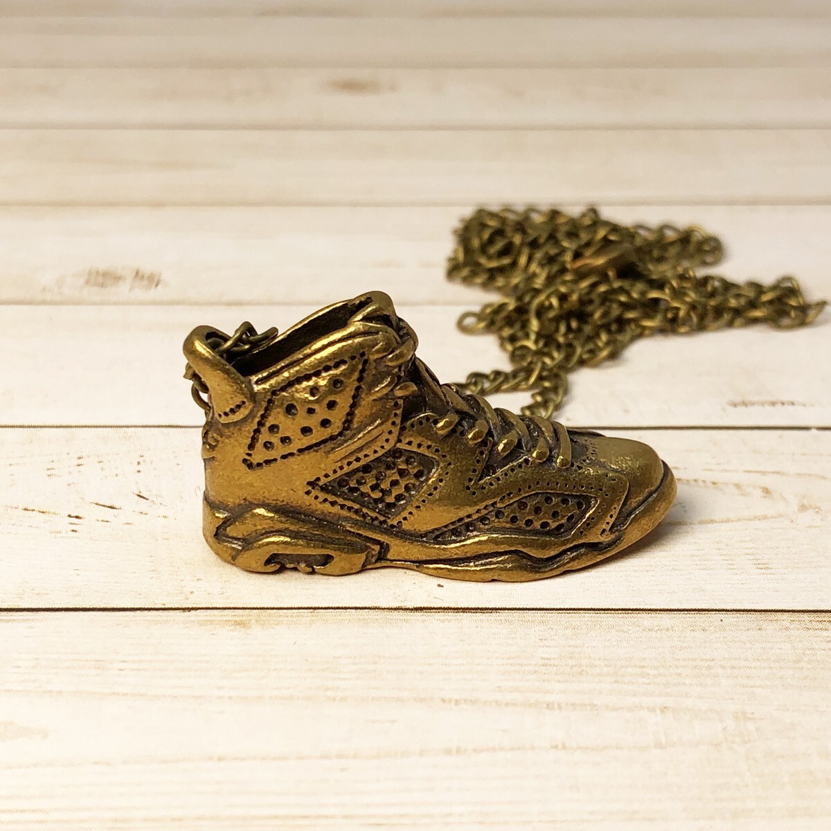 Nike Air Jordan 6 Pendant + 20″ Link Necklace Antique Bronze Stainless Steel