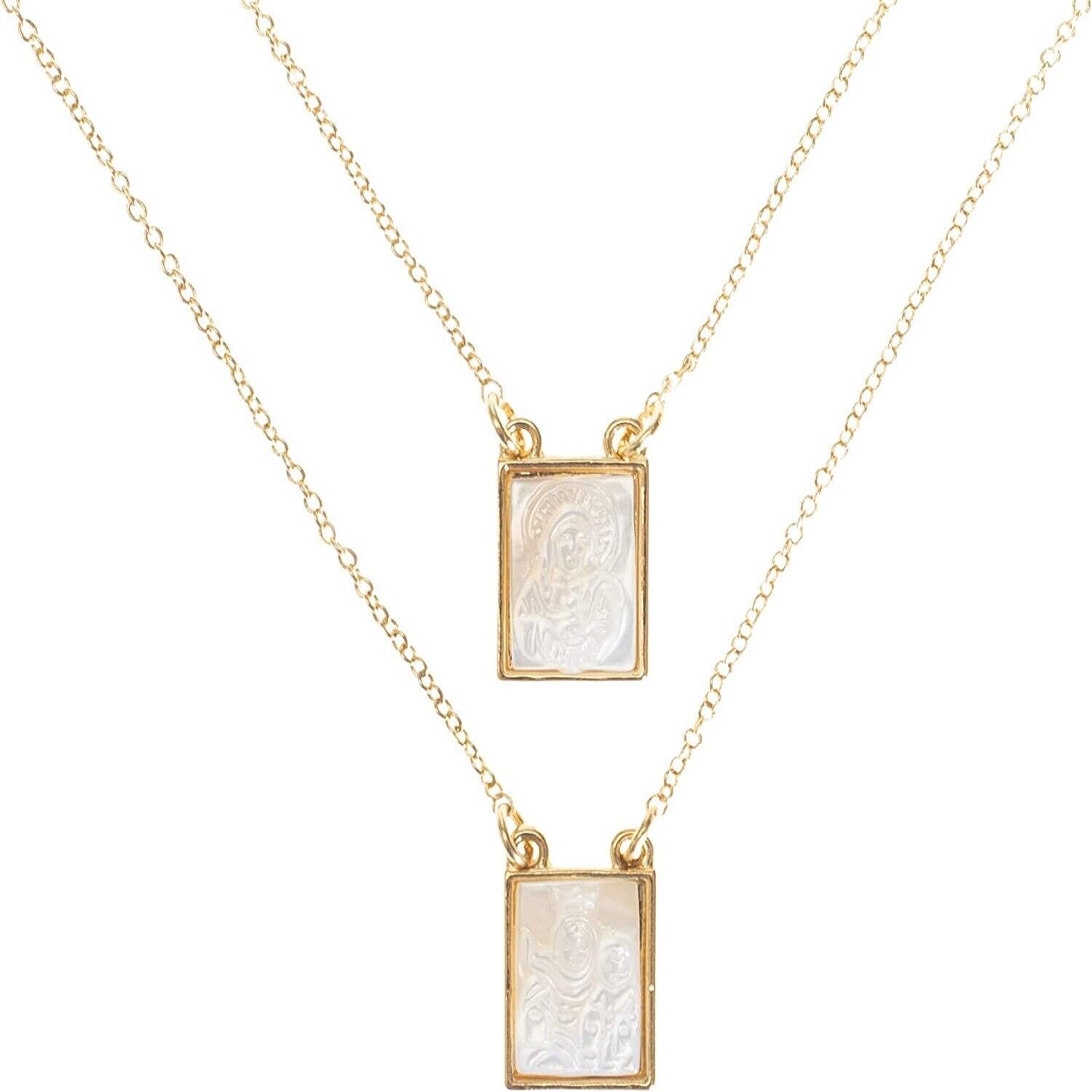 Roman Infinity Holy Scapular Gold Zinc Necklace 26 Inches Long