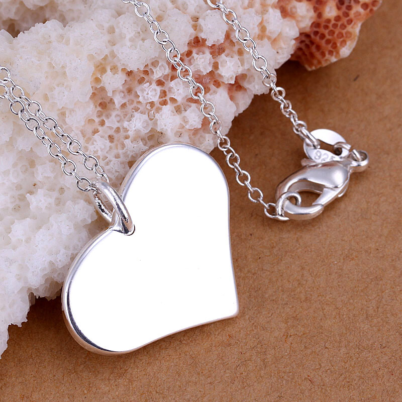 Elegant 925 Sterling Silver Filled SF Heart Pendant Necklace N-A752 Gift woman