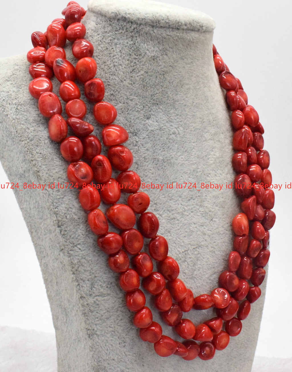 Genuine 8x10mm Natural Irregular South Sea Red Coral Beads Necklace 18-100″
