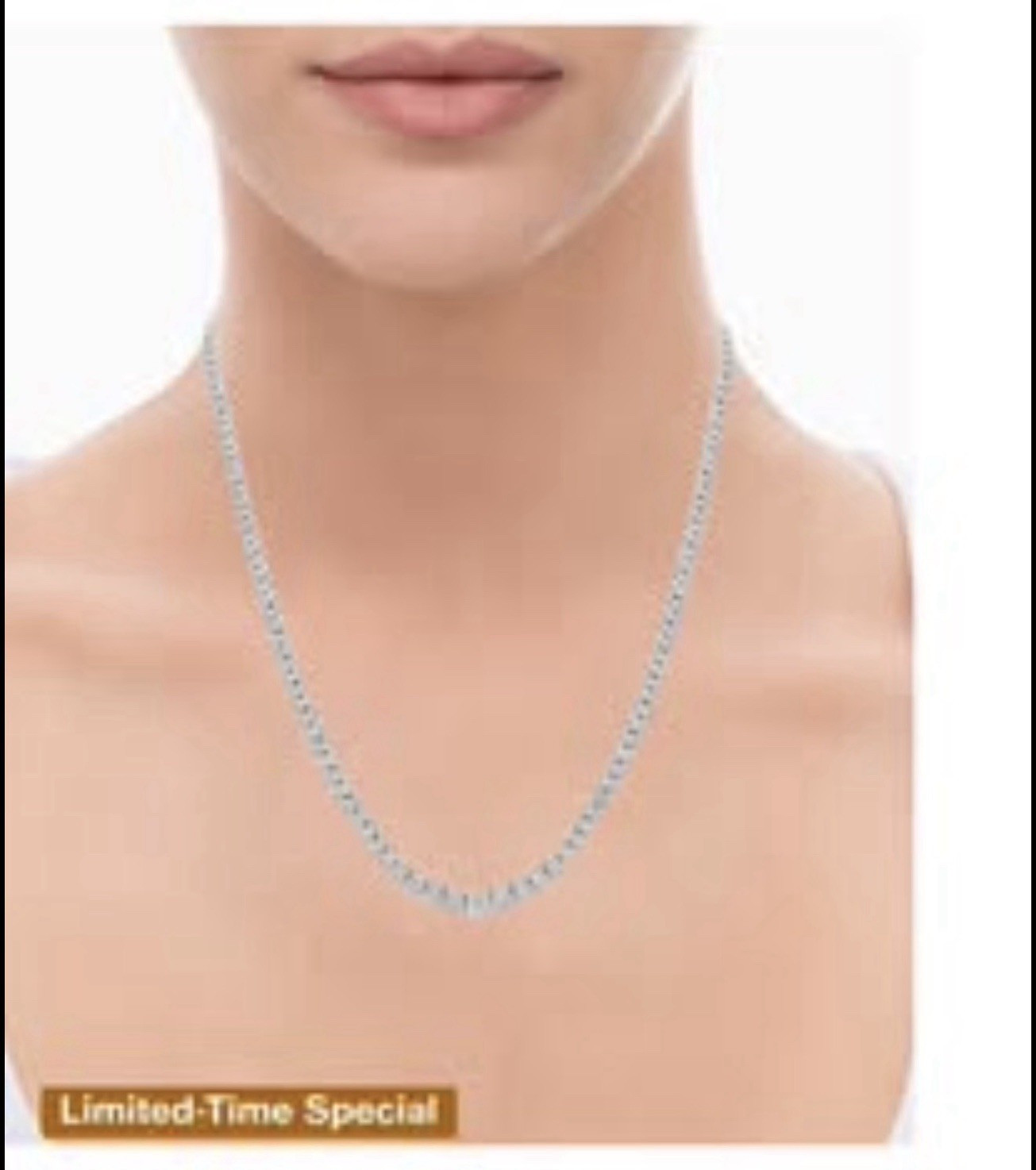 Silver Tone Tennis Necklace Round Clear Crystal Stones Prong Set Lobster Clasp