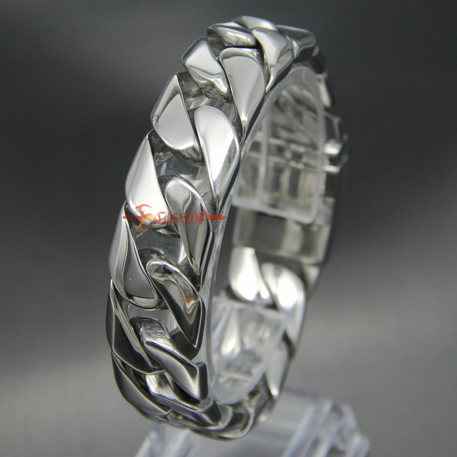 Heavy Stainless Steel Curb Cuban Chain Mens Necklace Bracelet Polish 17mm 18-30″