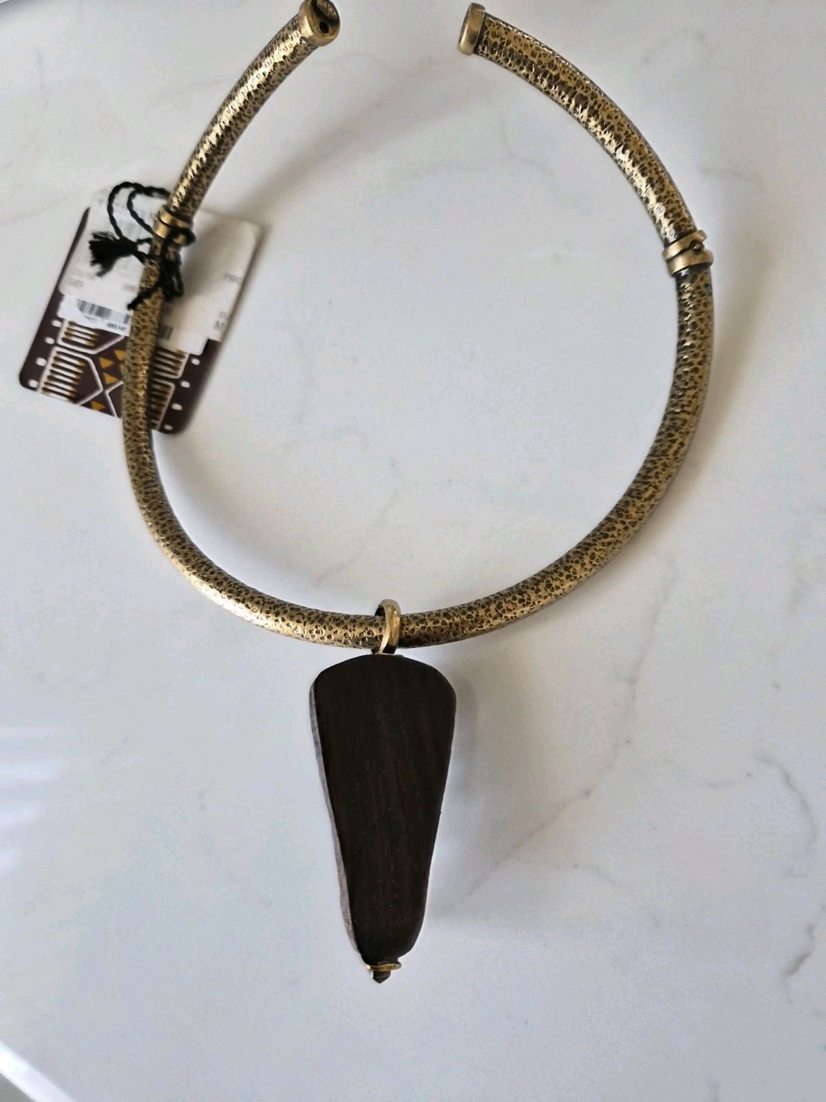 VALENTINO Tribal Mask Necklace Runway Bronze Pendant $945 Rhino