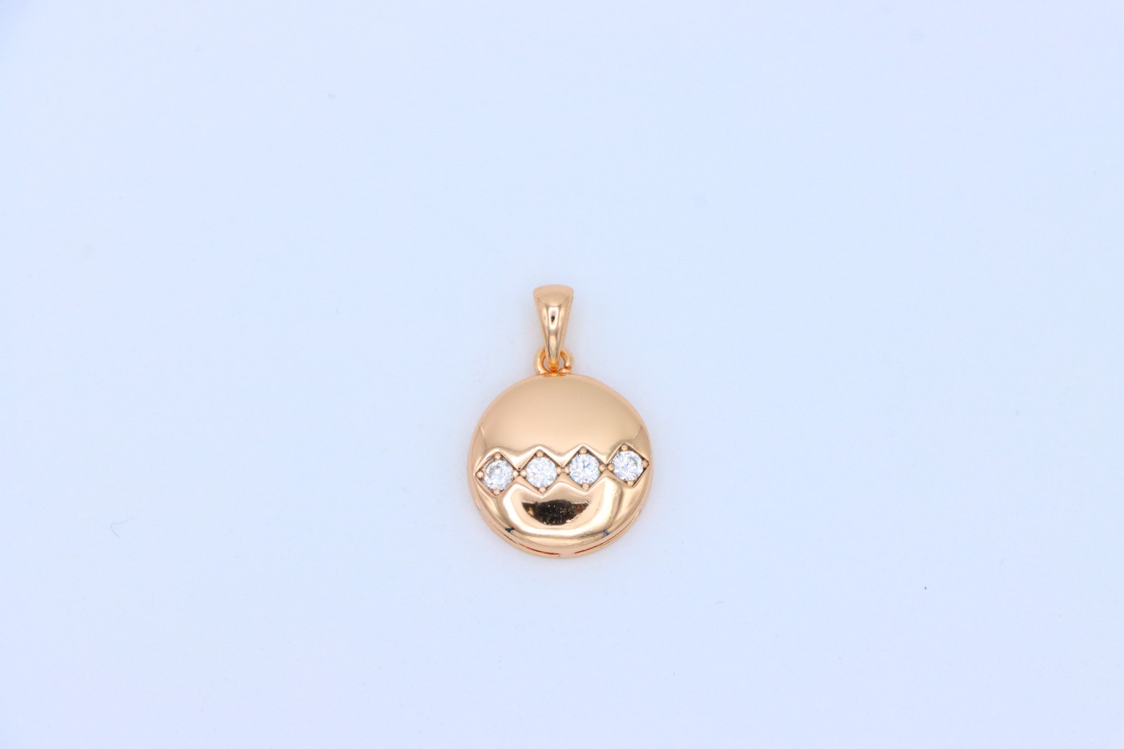 with Zigzag White Crystal Accent Design, XPPT1255 Round Rose Gold Pendant