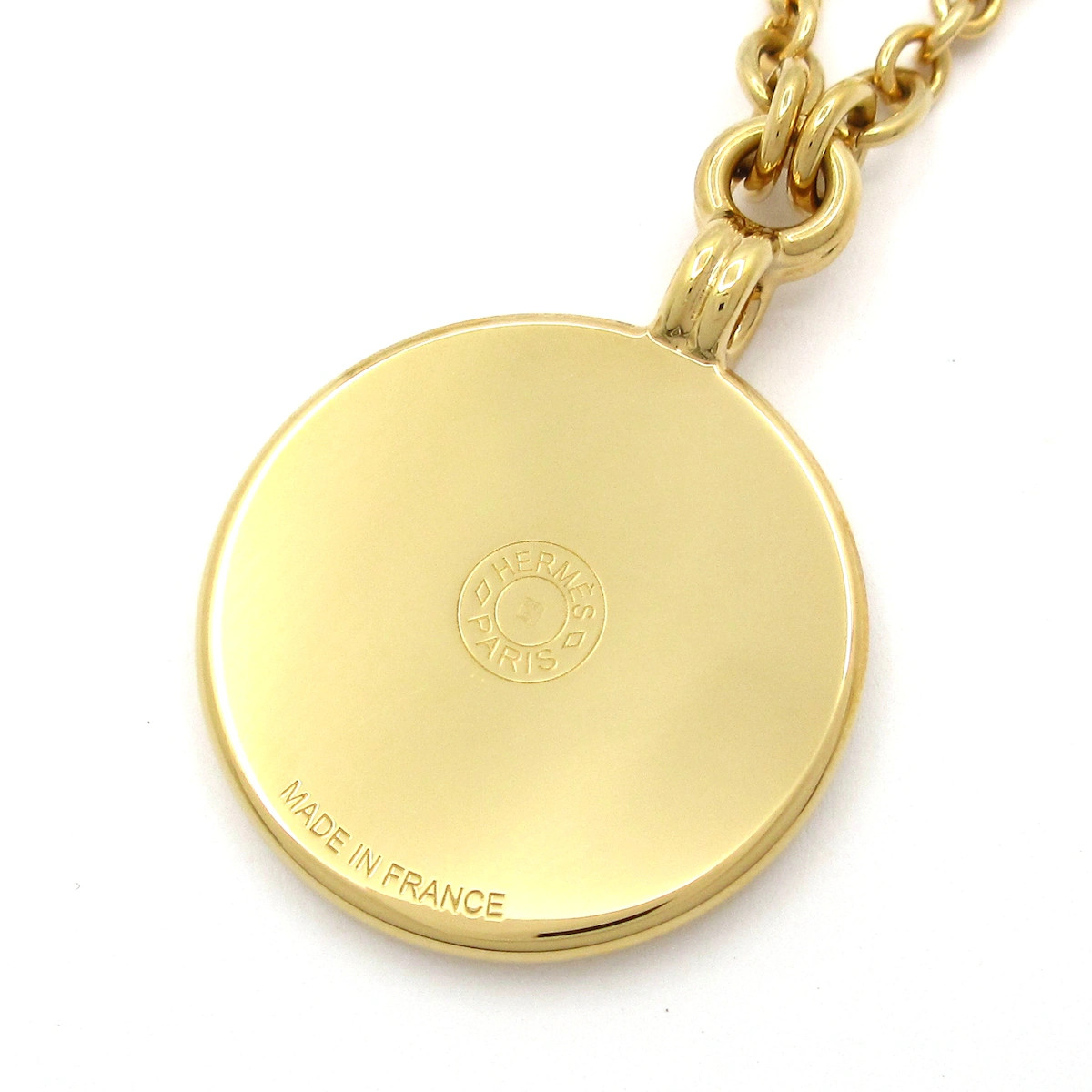 HERMES Médaille Cadre PM Gold Hardware None Necklace