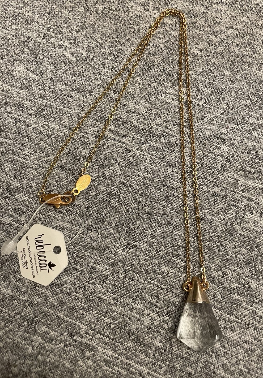 Rebecca Accessories Whimsical Beauty Crystal Quartz Pendant 18″ Gold-tone Chain