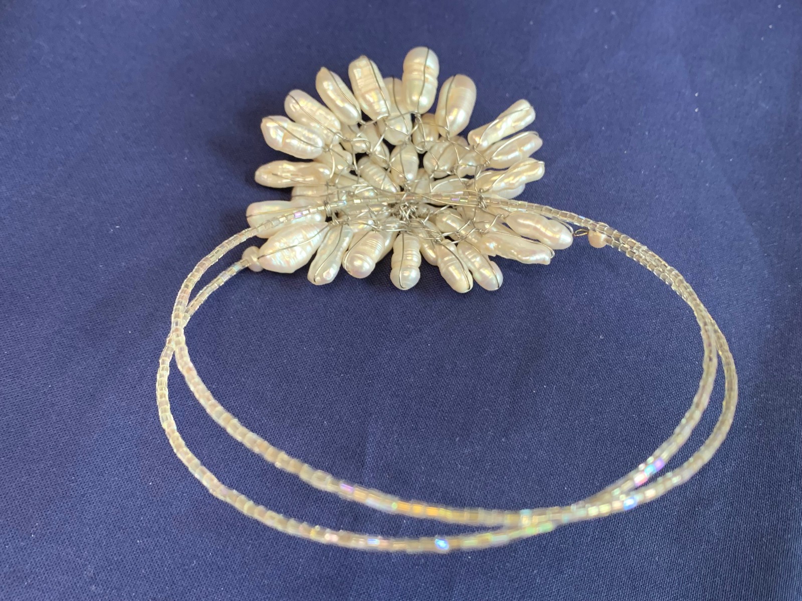 Pearl Cluster Choker 20″ Costume Jewelry Fresh Water Beaded Chain Necklace