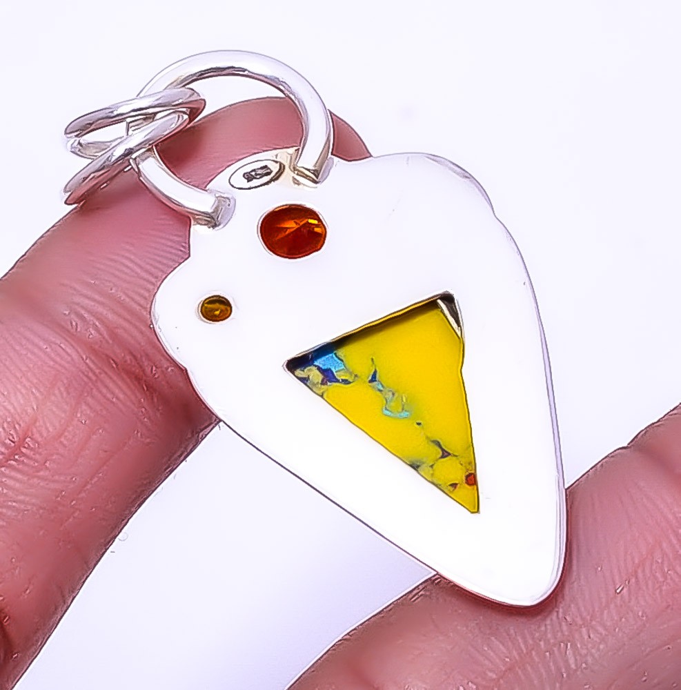 Mosaic Balloon Jasper 925 Sterling Silver Pendant 1.95″ A394
