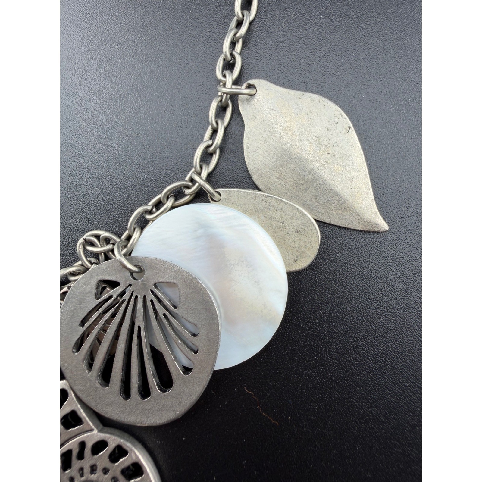 Cookie Lee Necklace Silver Tone Nautical Shell Ammonite Coastal Beach Statement