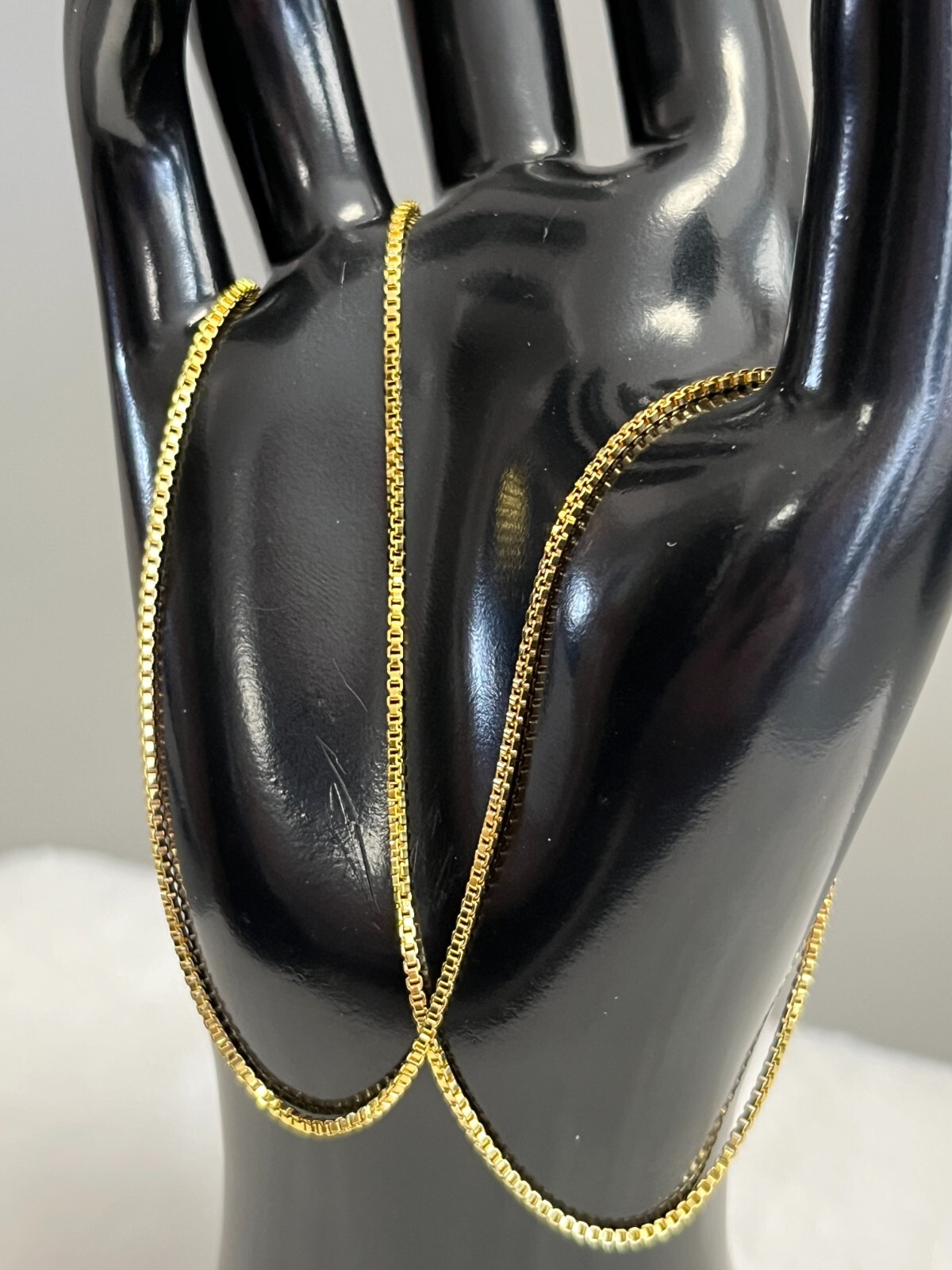 SHARP!! STAMPED 18K GOLD FILLED 1.6mm BOX CHAIN 28″ LONG FITS PENDANT NECKLACE