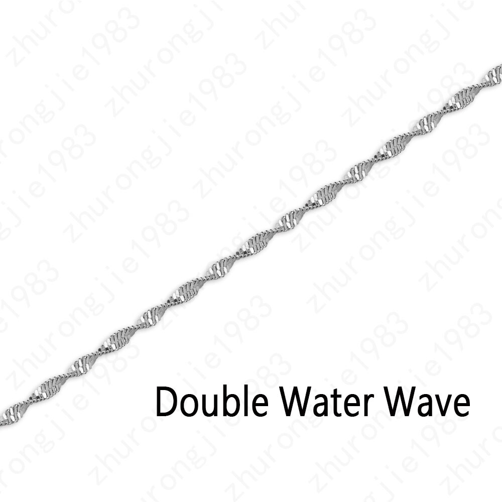 925 Silver Plated Double Water Wave Chain Necklace w/ Lobster Lock 16-24″ New
