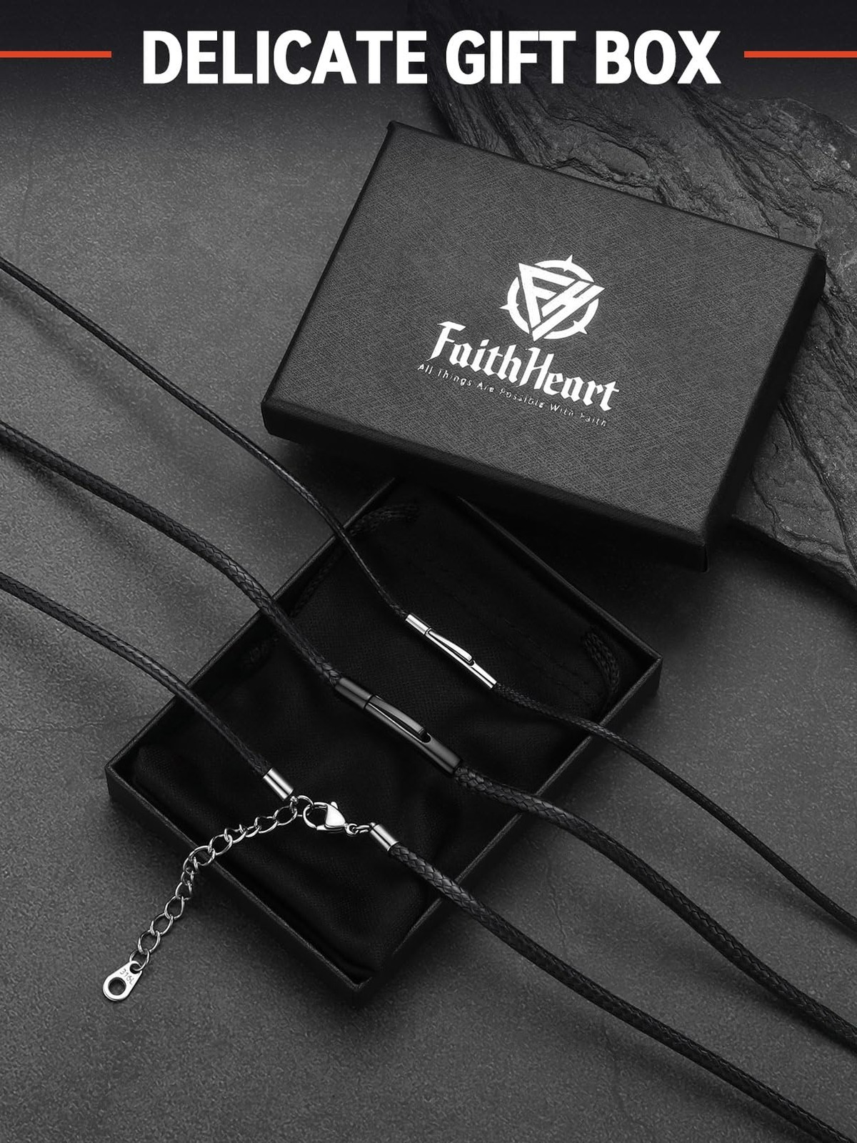 Braided Leather 1.5MM/2MM/3MM Necklace Cord for Men with Stainless Steel Lobs…