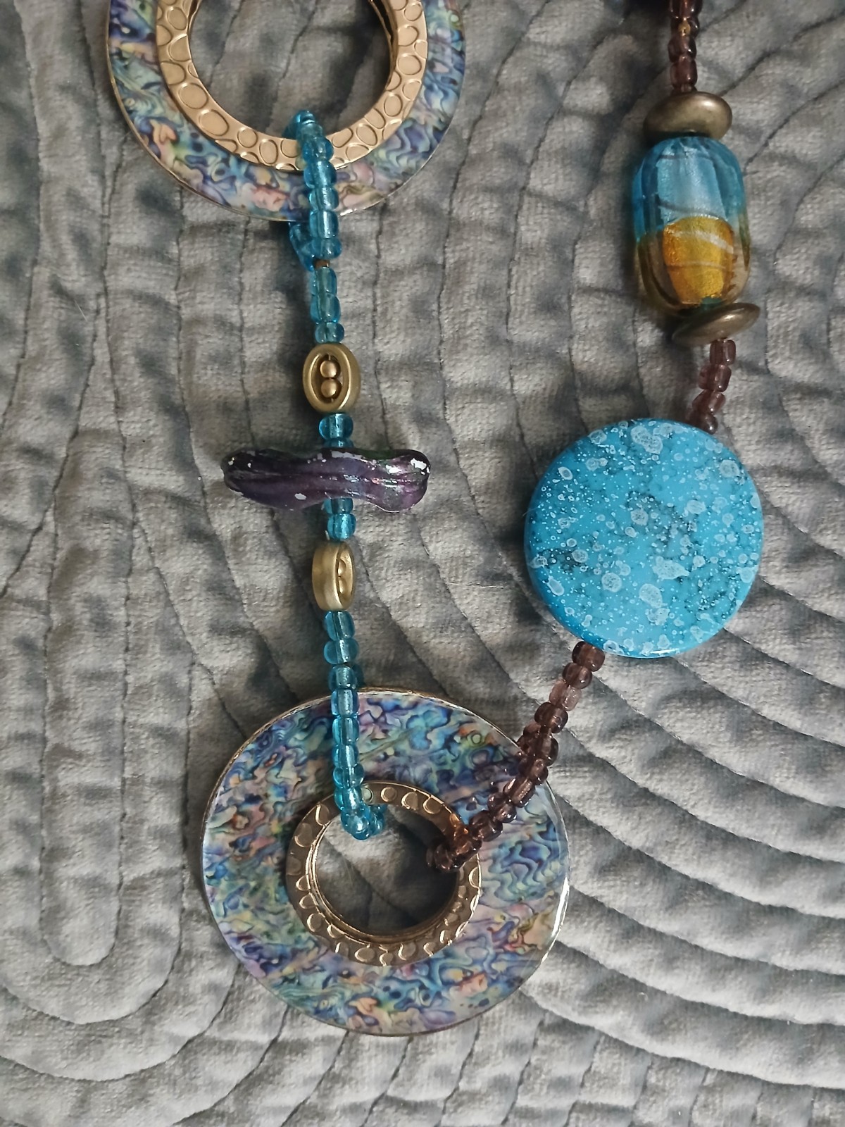Boho Inspired, Multi Circle design In Shades Blues A Must Have