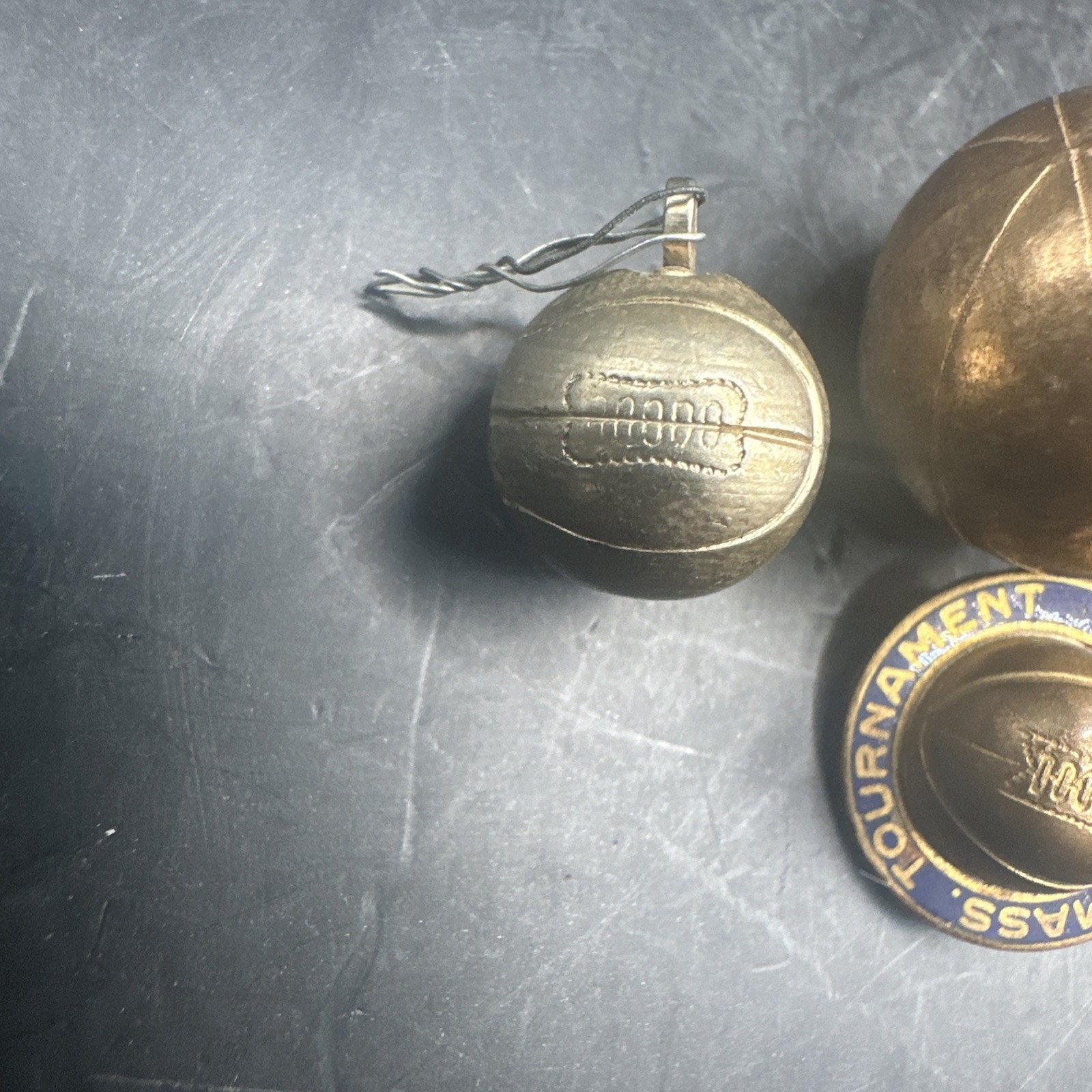 Set of 3 1950’s Basketball Necklace Charms And Vintage Pin