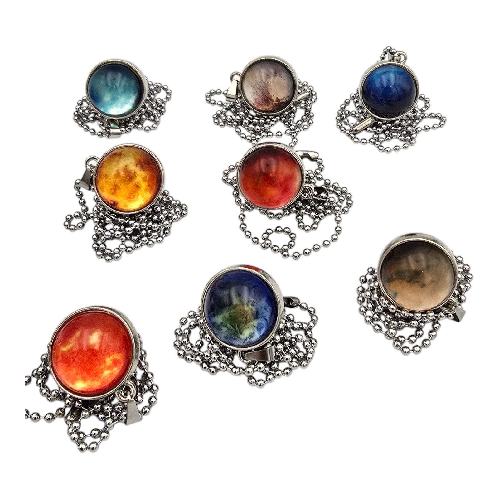 Solar System Planet Necklace Glass Dome Pendant Galaxy Astronomy Moon Science