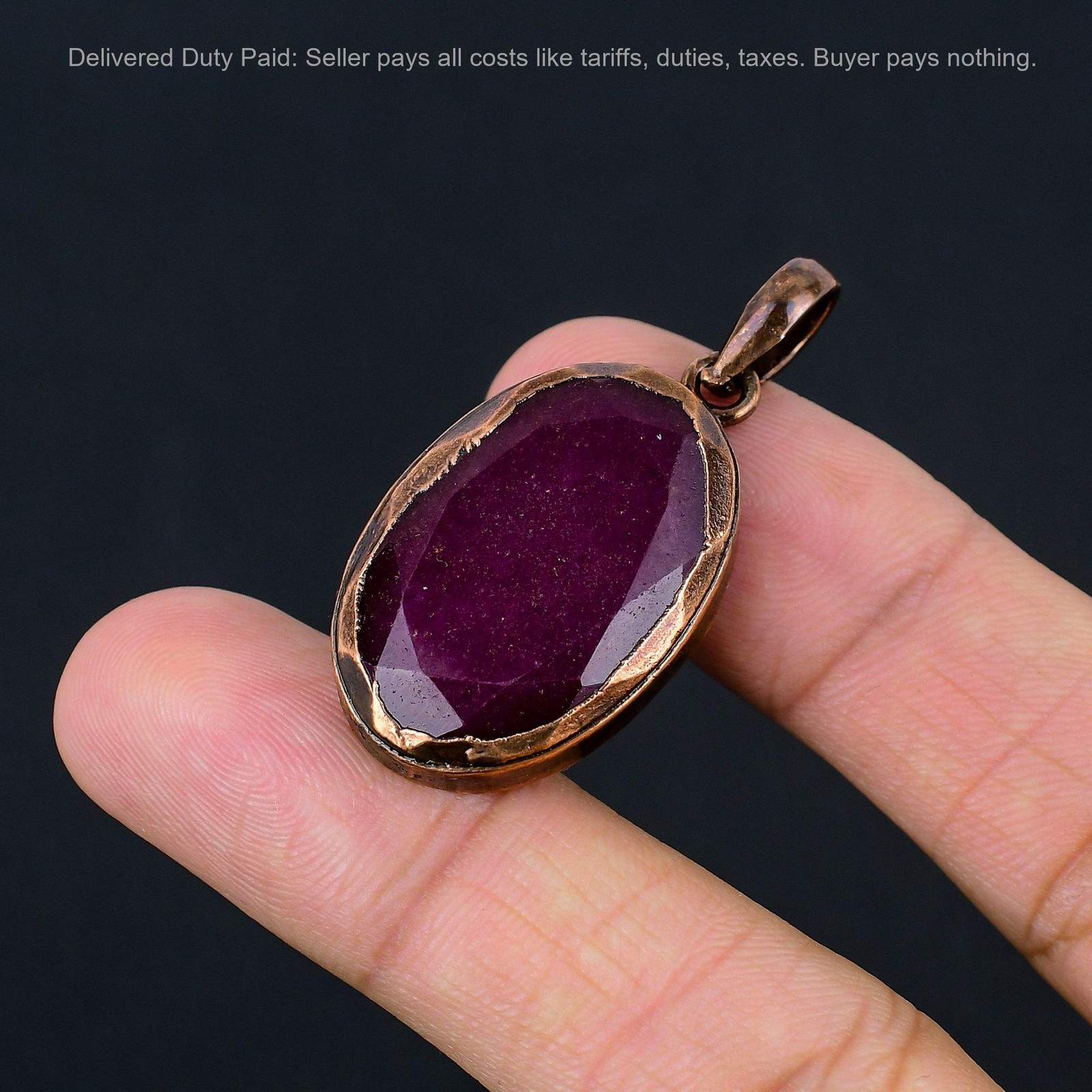 Copper Natural Kashmir Rubi New Electroformed Sister Handcrafted Pendant Jewelry
