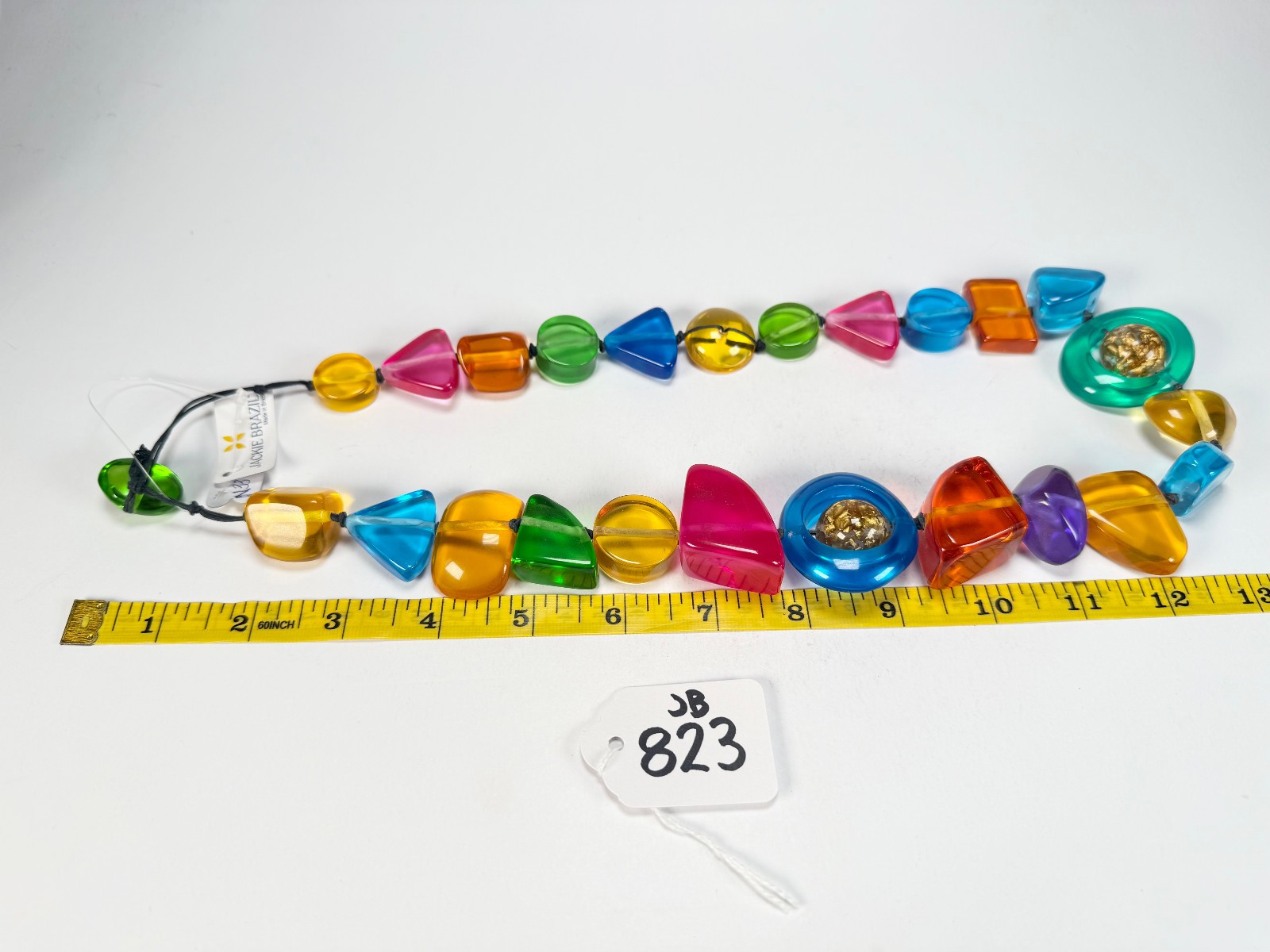 Jackie Brazil “Indiana” Transparent Carnaval Mix Multi-Bead Resin 70cm Necklace