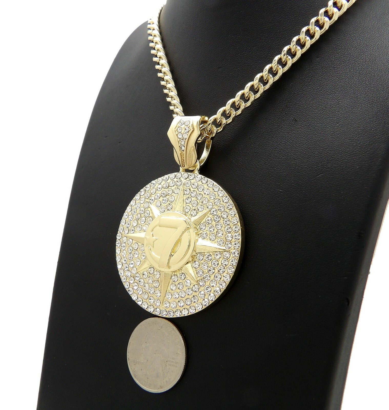 Hip Hop 5 PERCENTER 7 STAR Pendant & Box / Franco / Cuban Chain Bling Necklace