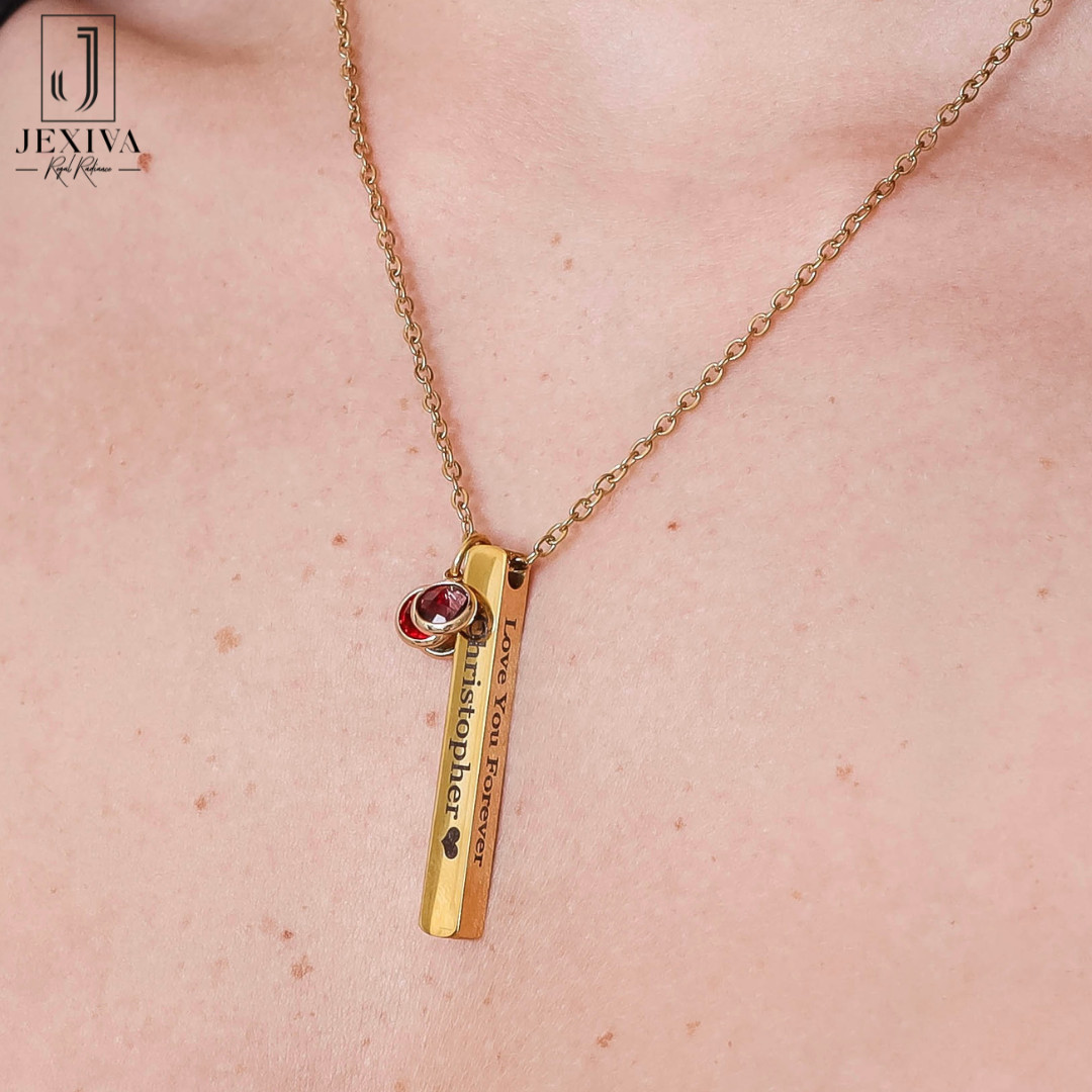 Personalized Name Engraved Bar Necklace for Women/Men