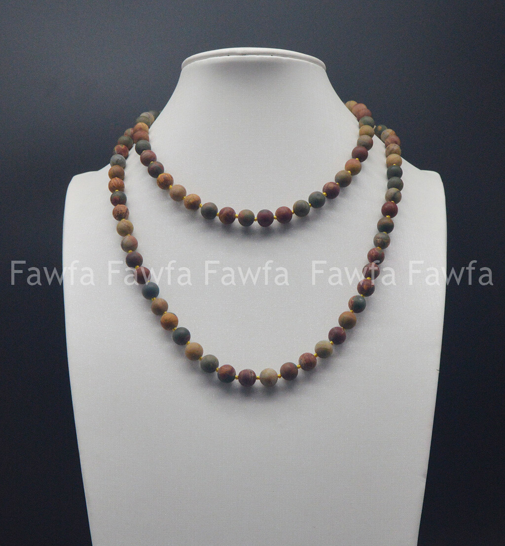 6/8/10mm Matte Multicolor Picasso Jasper Round Gemstone Beads Necklace 18-72”
