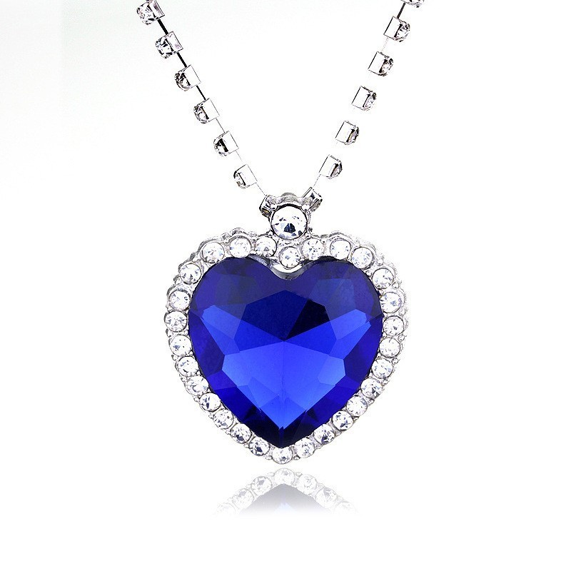 Blue Titanic Heart of the Ocean Crystal Pendant Necklace Rhinestone Jewelry