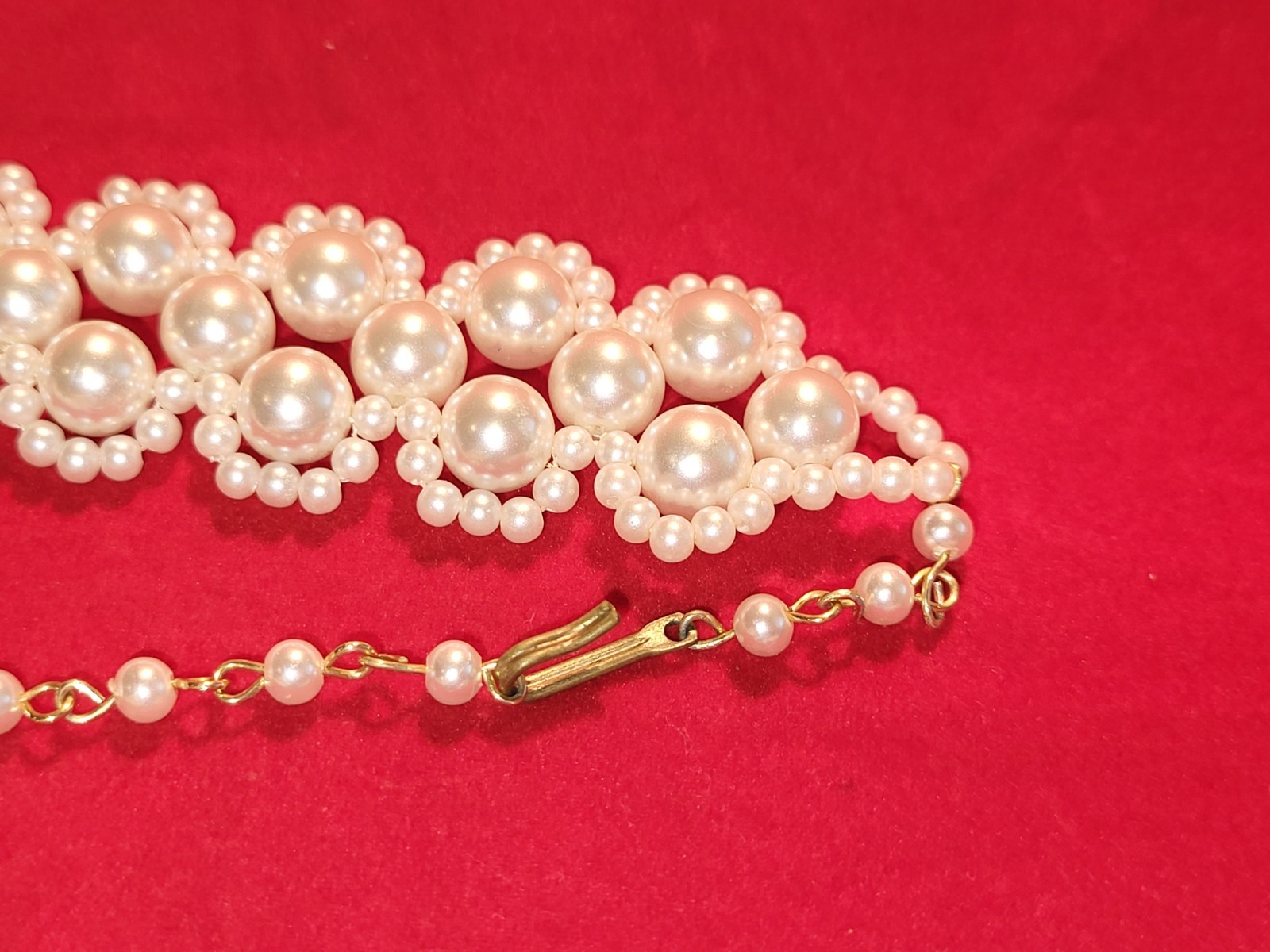 Three Piece Faux Pearl Set-Bracelet, Barrette and Choker Necklace