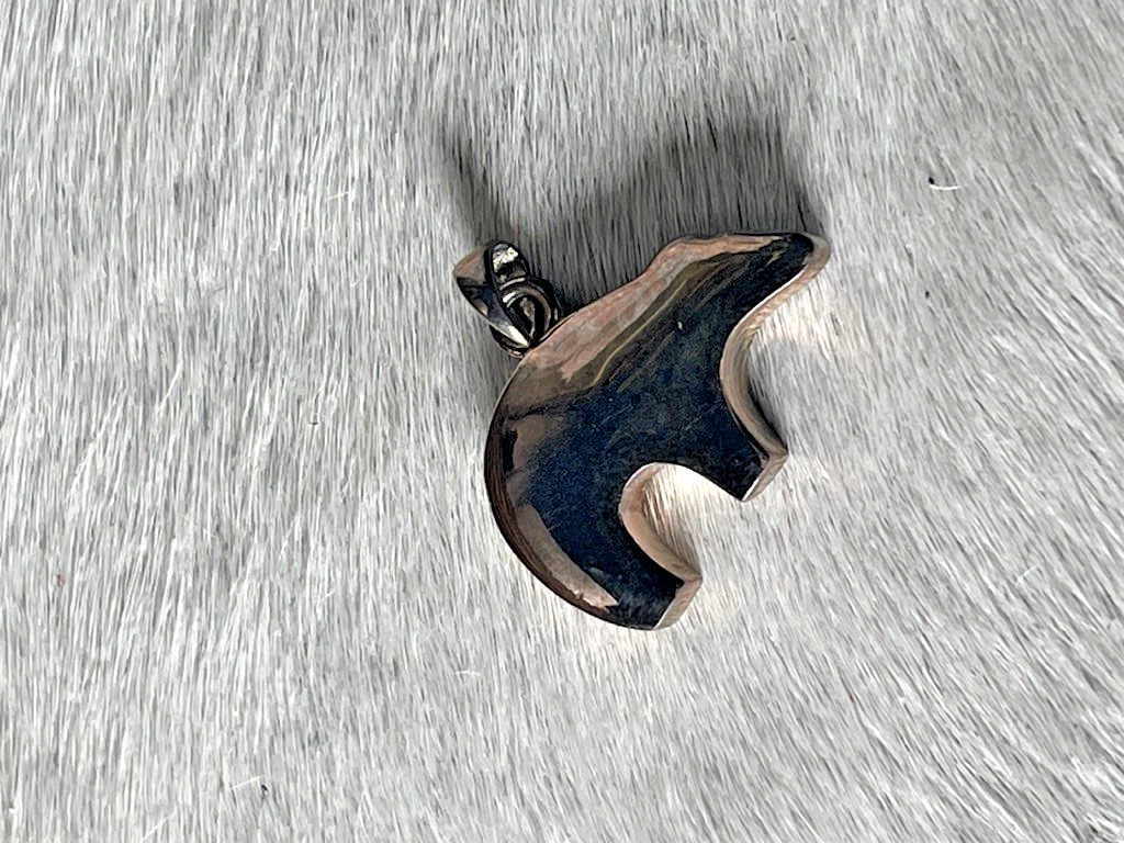 Silver Unisex Bear Pendant 1 x .75 in Silver Small Bail for Chain Polar Grizzly