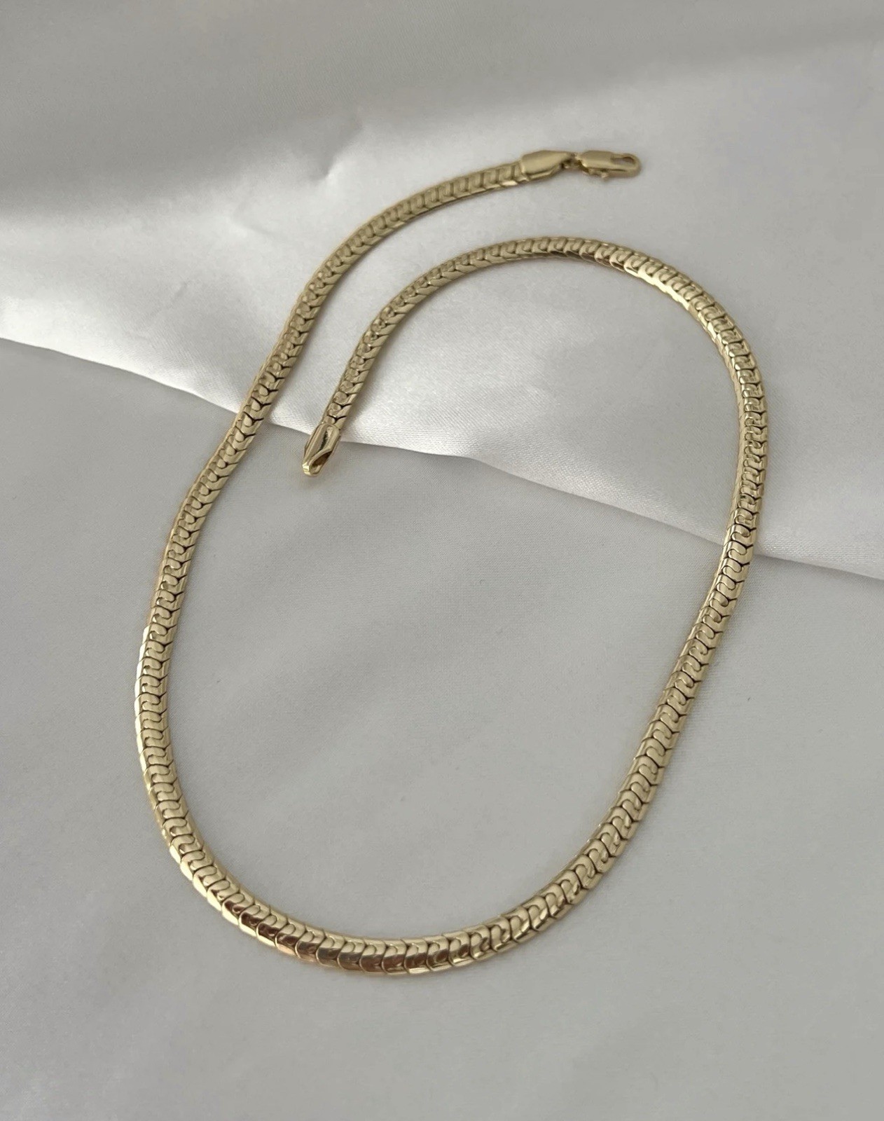 14K Gold Plated Herringbone Chain Necklace | Waterproof & Rhodium Finish – 0.2″