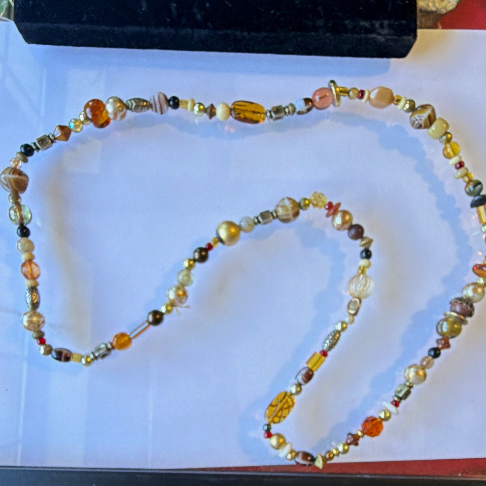 Amber color Glass Beaded Necklace Beads Ball/Beaded Style