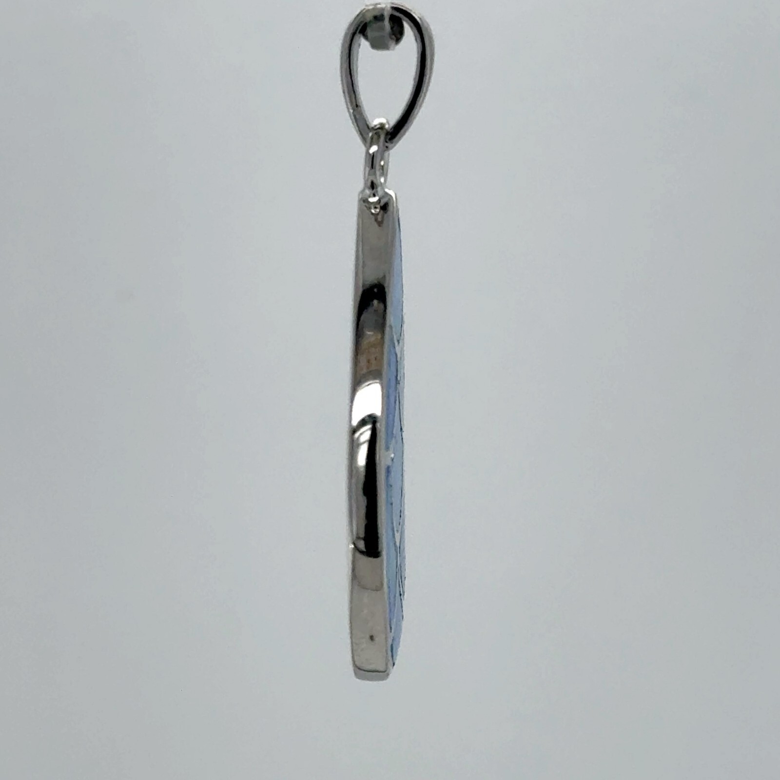 Blue FIRE OPAL Teardrop Pendant – 925 STERLING SILVER – Rhodium finished 45e